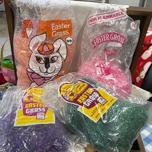 Vintage Colorful Easter Grass Set